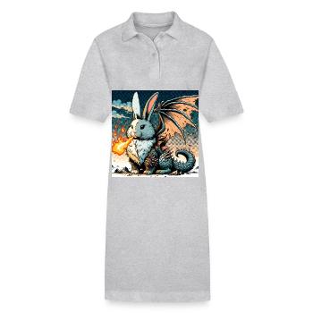 Dragon lapin cracheur de feu #01 - Robe polo bio PAIGER Stanley/Stella Femme - noir - Devant