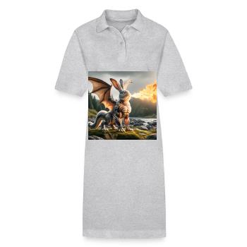 Feuerspeiender Hase Drache #05 - Stanley/Stella Frauen Bio-Polokleid PAIGER - Schwarz - Vorne