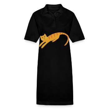 Abstract Cat N°1 - Stanley/Stella PAIGER Organic Women’s Polo Dress - black - Front
