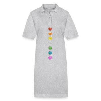 Knopf Knöpfe Regenbogen 7 Punkte lustig Knopfreihe - Stanley/Stella Frauen Bio-Polokleid PAIGER - Schwarz - Vorne
