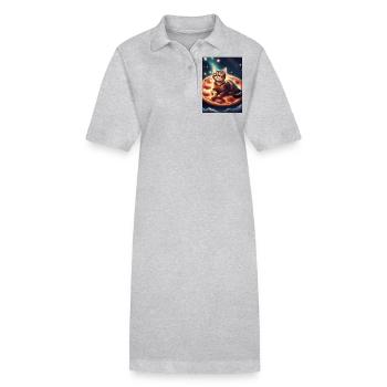 Pizza cat - Stanley/Stella PAIGER Organic Women’s Polo Dress - black - Front
