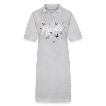 NICOLA - Girl's Name with Colorful Butterflies - Stanley/Stella PAIGER Organic Women’s Polo Dress - black - Front