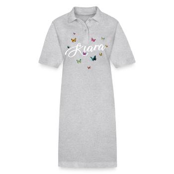 KLARA - Girl Name with Colorful Butterflies - Stanley/Stella PAIGER Organic Women’s Polo Dress - black - Front