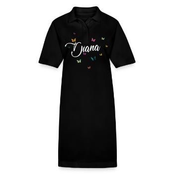 DIANA - Girl's Name with Colorful Butterflies - Stanley/Stella PAIGER Organic Women’s Polo Dress - black - Front
