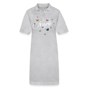 MARIE - Girl Name with Colorful Butterflies - Stanley/Stella PAIGER Organic Women’s Polo Dress - black - Front