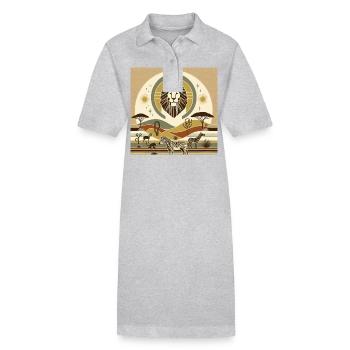 Paysage géométrique de safari avec des lions - Robe polo bio PAIGER Stanley/Stella Femme - noir - Devant