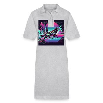 Loup néon dans l’univers rétro - Robe polo bio PAIGER Stanley/Stella Femme - noir - Devant