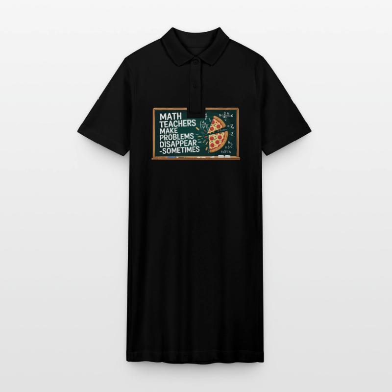 Funny Math Teacher Design Pizza & Problem Solving Stanley/Stella PAIGER Organic Women’s Polo Dress