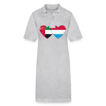 Vereinigte Arabische Emirate Luxemburg Flagge Herz - Stanley/Stella Frauen Bio-Polokleid PAIGER - Schwarz - Vorne