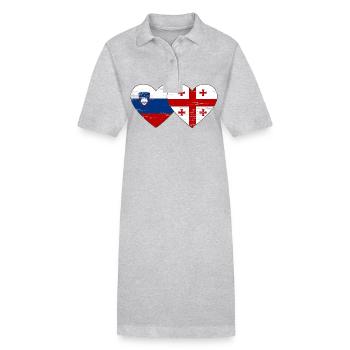 Slovenia Georgia flag heart used - Stanley/Stella PAIGER Organic Women’s Polo Dress - black - Front