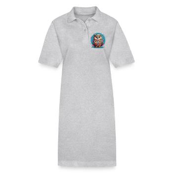 Adorable owl on splashes of color - Stanley/Stella PAIGER Organic Women’s Polo Dress - black - Front