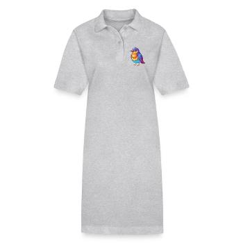 Grive coloré Kawaii dessin animé Personnage oiseau - Robe polo bio PAIGER Stanley/Stella Femme - noir - Devant