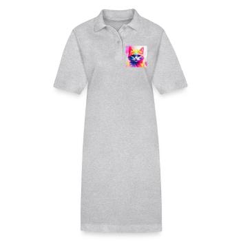 Vibrant Rainbow Cat Artwork - Stanley/Stella PAIGER Organic Women’s Polo Dress - black - Front
