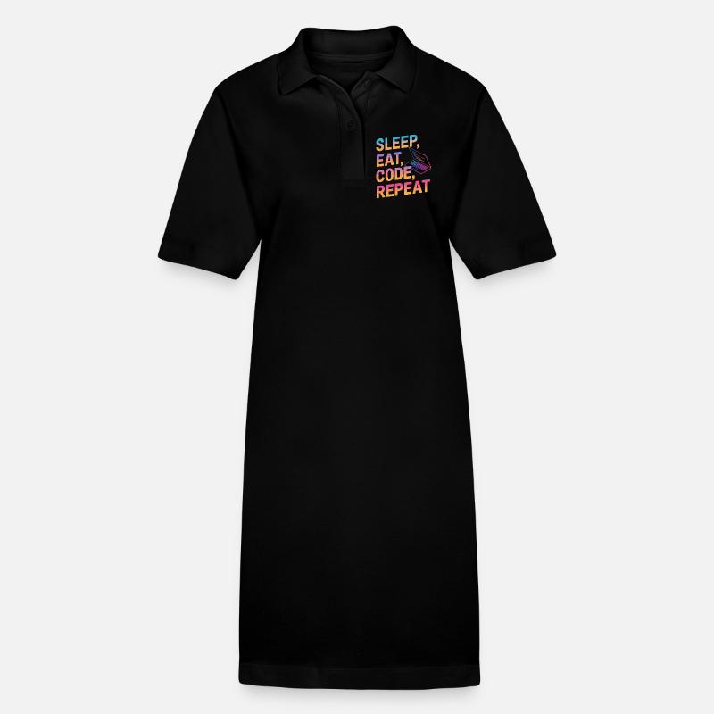 Dormir, manger, coder, répéter - Robe polo bio PAIGER Stanley/Stella Femme - noir