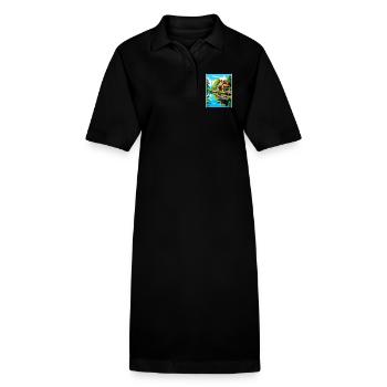 Giethoorn Riverside Cottage en été fleuri - Robe polo bio PAIGER Stanley/Stella Femme - noir - Devant