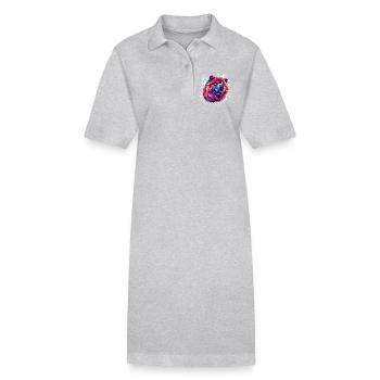 Neon Colors Dog Portrait with Splatter - Stanley/Stella PAIGER Organic Women’s Polo Dress - black - Front