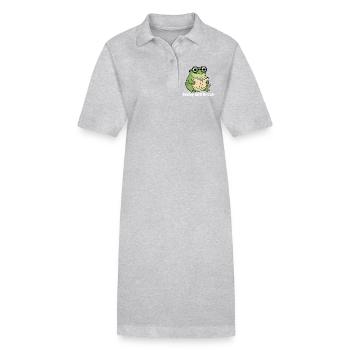 Geeky Green Frog Reading - Stanley/Stella PAIGER Organic Women’s Polo Dress - black - Front