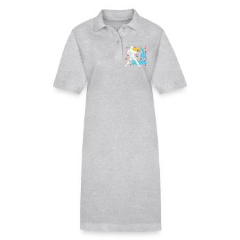 Aquarius color - Stanley/Stella PAIGER Organic Women’s Polo Dress - black - Front