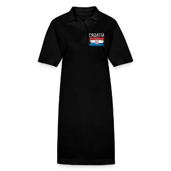 Kroatisches Pinselflaggenwappen - Stanley/Stella Frauen Bio-Polokleid PAIGER - Schwarz - Vorne