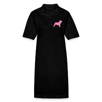 Pug Fluffy Fur Dog Pink Master Mistress - Stanley/Stella PAIGER Organic Women’s Polo Dress - black - Front