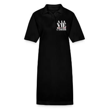 Leben und Liebe Rote Herzen - Stanley/Stella Frauen Bio-Polokleid PAIGER - Schwarz - Vorne
