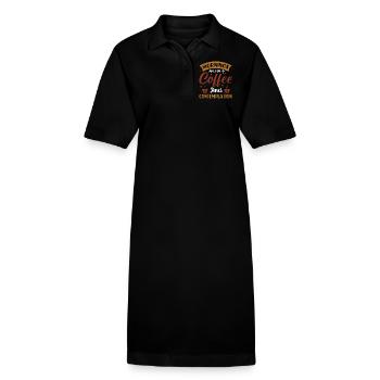 Le matin, c’est pour le café- Kaffee Sprüche - Kaffee - Robe polo bio PAIGER Stanley/Stella Femme - noir - Devant