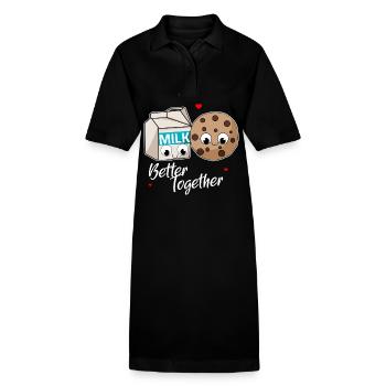Mieux ensemble - Couple d’amour de lait et de biscuits - Robe polo bio PAIGER Stanley/Stella Femme - noir - Devant