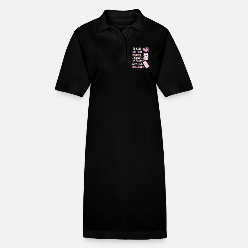 Ich bin ein einfaches Katzen- und Schokoladenmädchen - Stanley/Stella Frauen Bio-Polokleid PAIGER - Schwarz