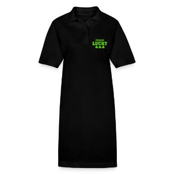 feeling lucky - Stanley/Stella PAIGER Organic Women’s Polo Dress - black - Front