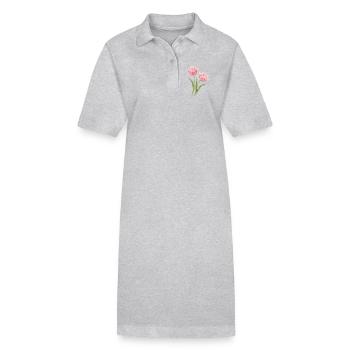Rosa Papagei Tulpen Blumenmotiv  - Stanley/Stella Frauen Bio-Polokleid PAIGER - Schwarz - Vorne