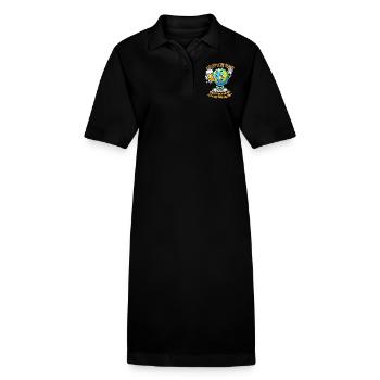 The World Seems Better Funny Beer Comic Motif - Stanley/Stella PAIGER Organic Women’s Polo Dress - black - Front