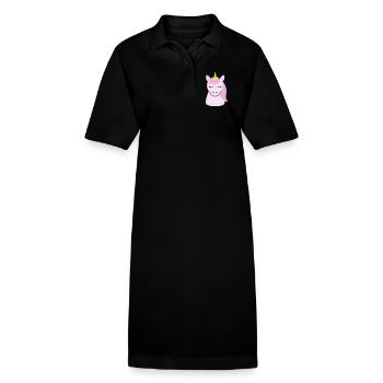 Cute unicorn with closed eyes - Stanley/Stella PAIGER Organic Women’s Polo Dress - black - Front