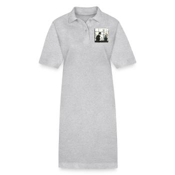 Graffiti Cat Flowerpot Window Street Art bw - Stanley/Stella PAIGER Organic Women’s Polo Dress - black - Front