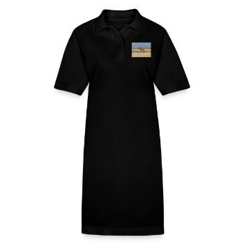 Elefant und Landschaft im Etosha Nationalpark - Stanley/Stella Frauen Bio-Polokleid PAIGER - Schwarz - Vorne