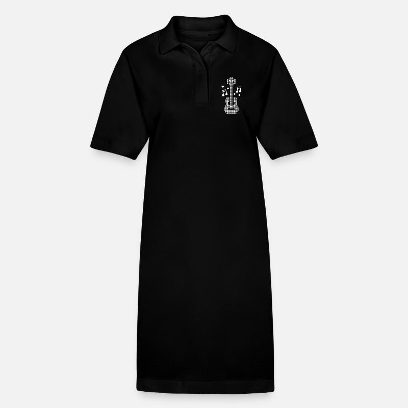 Ukulele Pixel Art - Stanley/Stella PAIGER Organic Women’s Polo Dress - black