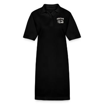 Heldin des Jahres Cooler Spruch Sprüche Geschenk - Stanley/Stella Frauen Bio-Polokleid PAIGER - Schwarz - Vorne