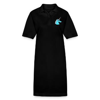 Einhorn Cooler Kerl Böses Lächeln Cartoon Pferd - Stanley/Stella Frauen Bio-Polokleid PAIGER - Schwarz - Vorne