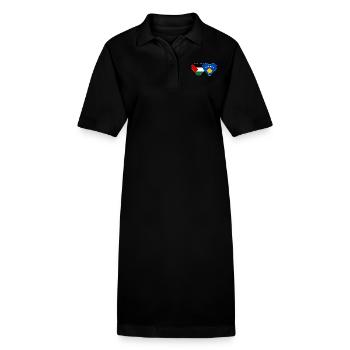 Palestine Kosovo Flag Heart - Stanley/Stella PAIGER Organic Women’s Polo Dress - black - Front