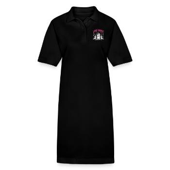 Ich liebe meine Katze und Line Dance - Stanley/Stella Frauen Bio-Polokleid PAIGER - Schwarz - Vorne