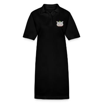 Zwergnilpferd Emotionale Unterstützung Blatt - Stanley/Stella Frauen Bio-Polokleid PAIGER - Schwarz - Vorne