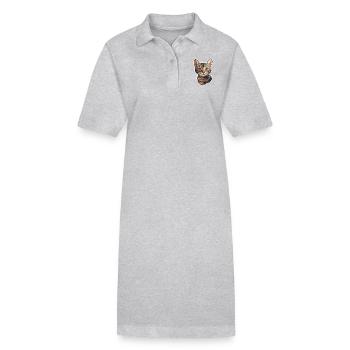 British Shorthair Katzenkopf - Stanley/Stella Frauen Bio-Polokleid PAIGER - Schwarz - Vorne