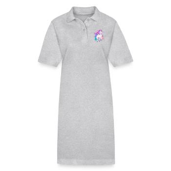 Radiant Purple Unicorn Fantasy Illustration - Stanley/Stella PAIGER Organic Women’s Polo Dress - black - Front