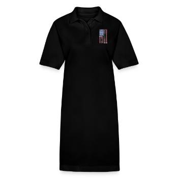 Vintage Flag> US Flag Made of Golf Balls + Clubs - Stanley/Stella PAIGER Organic Women’s Polo Dress - black - Front