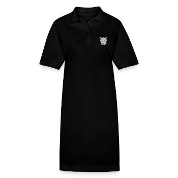Thé Boba Hippopotame Pygmée - Robe polo bio PAIGER Stanley/Stella Femme - noir - Devant