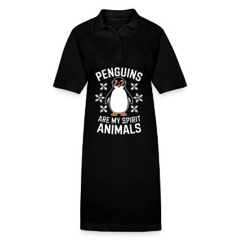 Penguin Saying Funny Penguins Gift - Stanley/Stella PAIGER Organic Women’s Polo Dress - black - Front