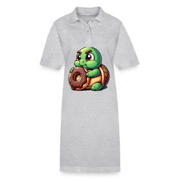 Tortue mignonne beignet dessin animé bite drôle - Robe polo bio PAIGER Stanley/Stella Femme - noir - Devant