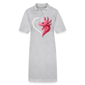 Süßer Axolotl mit Herz - Stanley/Stella Frauen Bio-Polokleid PAIGER - Schwarz - Vorne