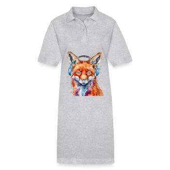 Fuchs Kopfhörer Musik Bunt Tier Design Print - Stanley/Stella Frauen Bio-Polokleid PAIGER - Schwarz - Vorne