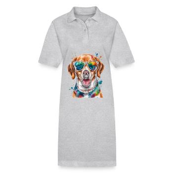 Beagle Sunglasses Dog Funny Animal Design Print - Stanley/Stella PAIGER Organic Women’s Polo Dress - black - Front