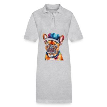 French Bulldog Snapback Cap Frenchie Dog - Stanley/Stella PAIGER Organic Women’s Polo Dress - black - Front
